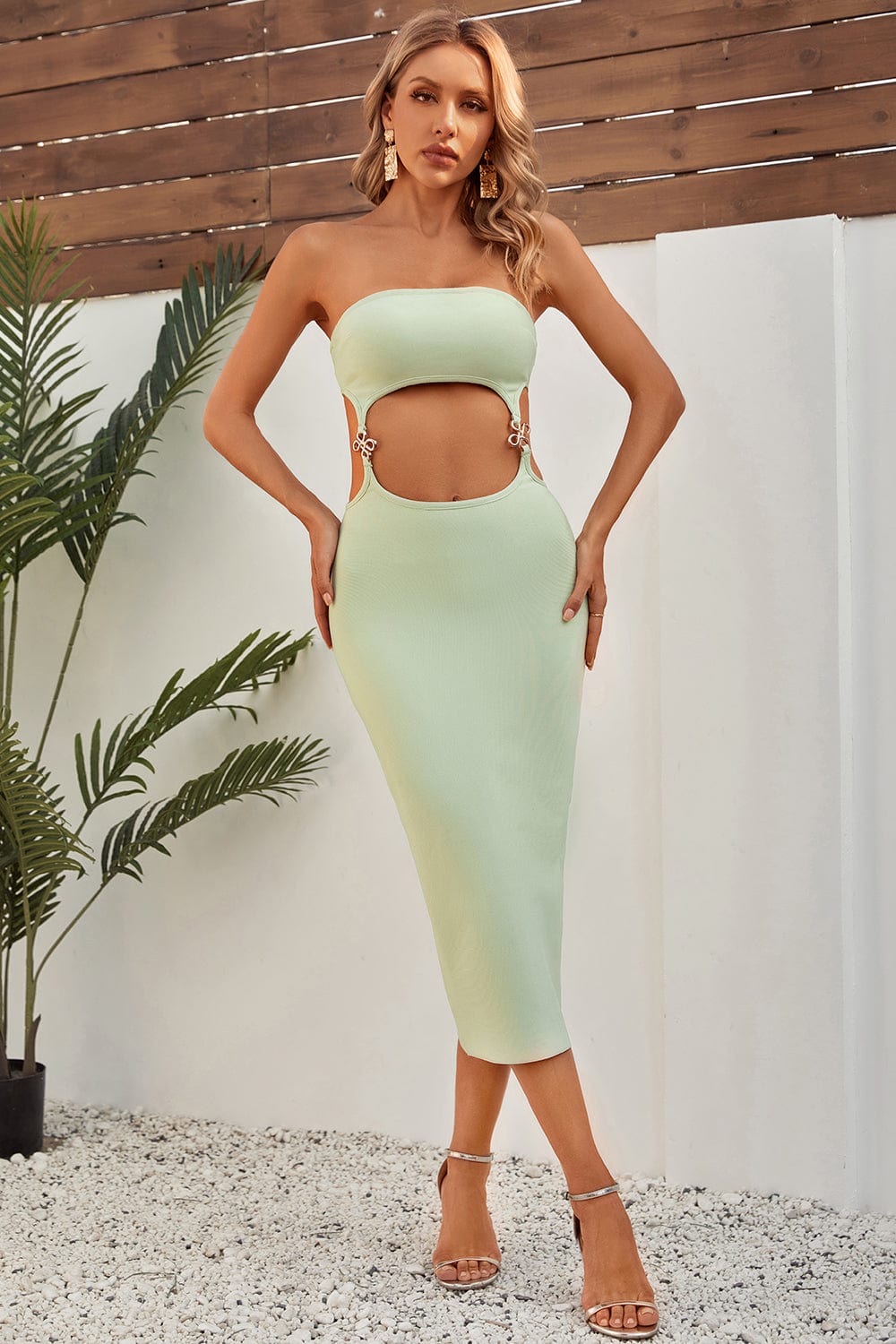 Jadia Strapless Midi Bandage Dress – Peri Addict