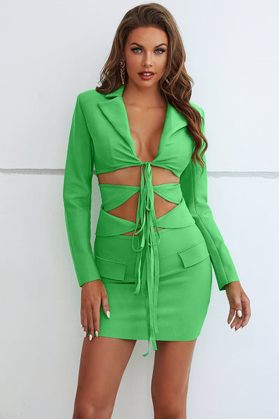 Elspeth Two Piece Blazer Sexy Dress - Green