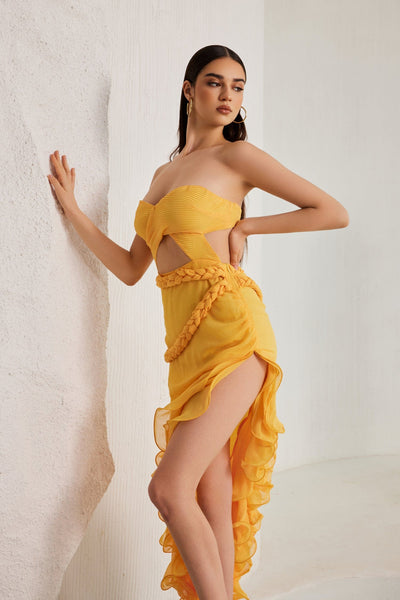 Tasha Strapless Cutout Ruffle Dress