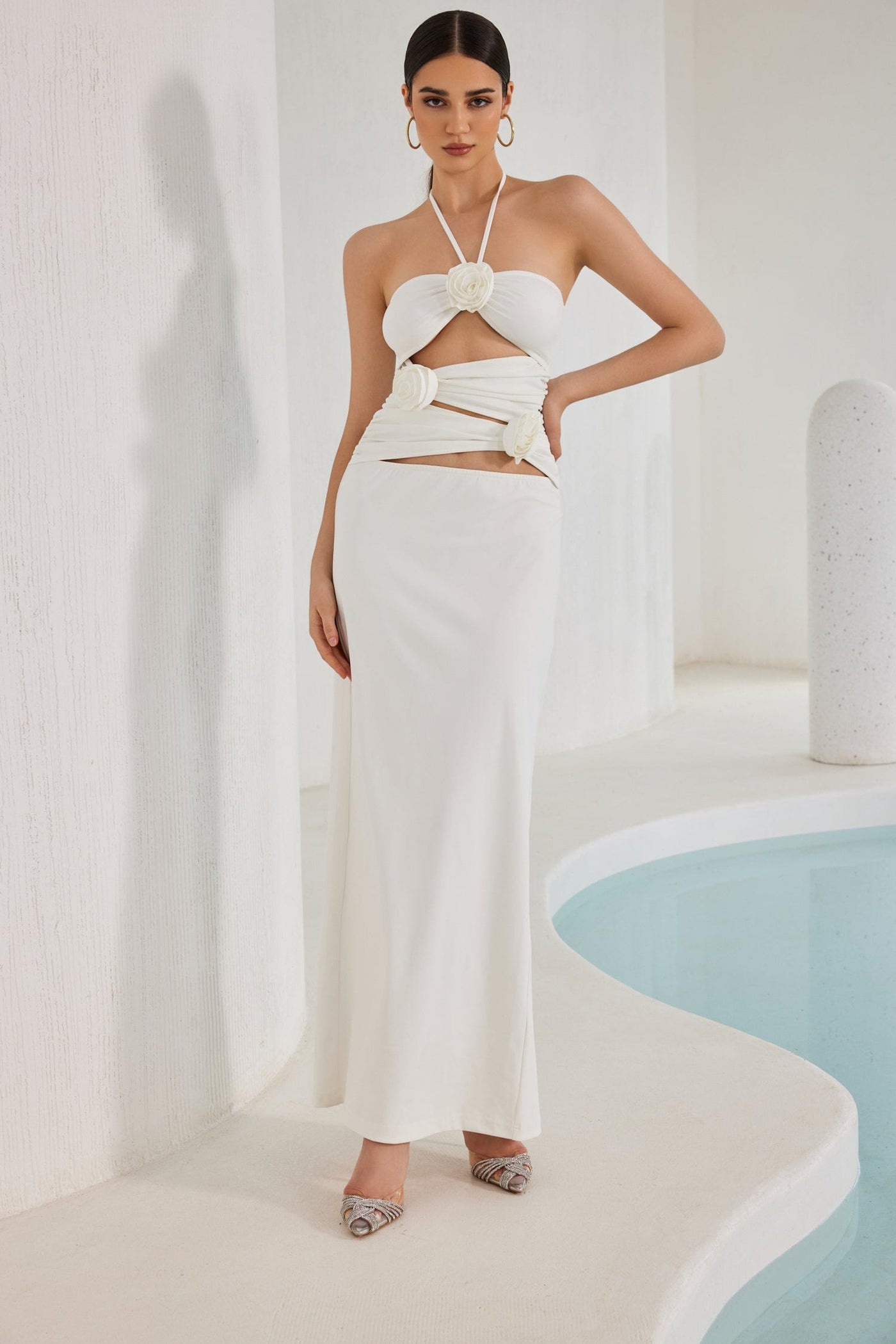 Klena Floral Maxi Dress - White