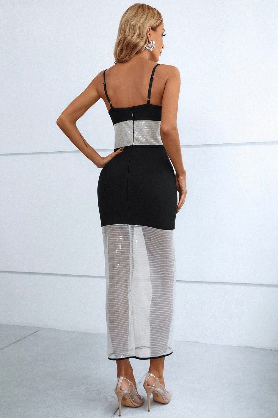 Piera V-Neckline Maxi Sequin Bandage Dress