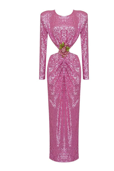 Vida Pink Sequin Backless Dress