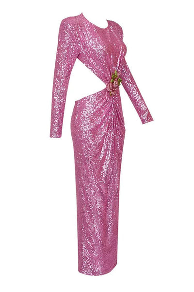 Vida Pink Sequin Backless Dress