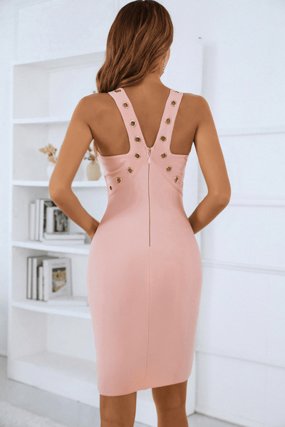 Rhodes Halter Midi Bandage Dress - Pink