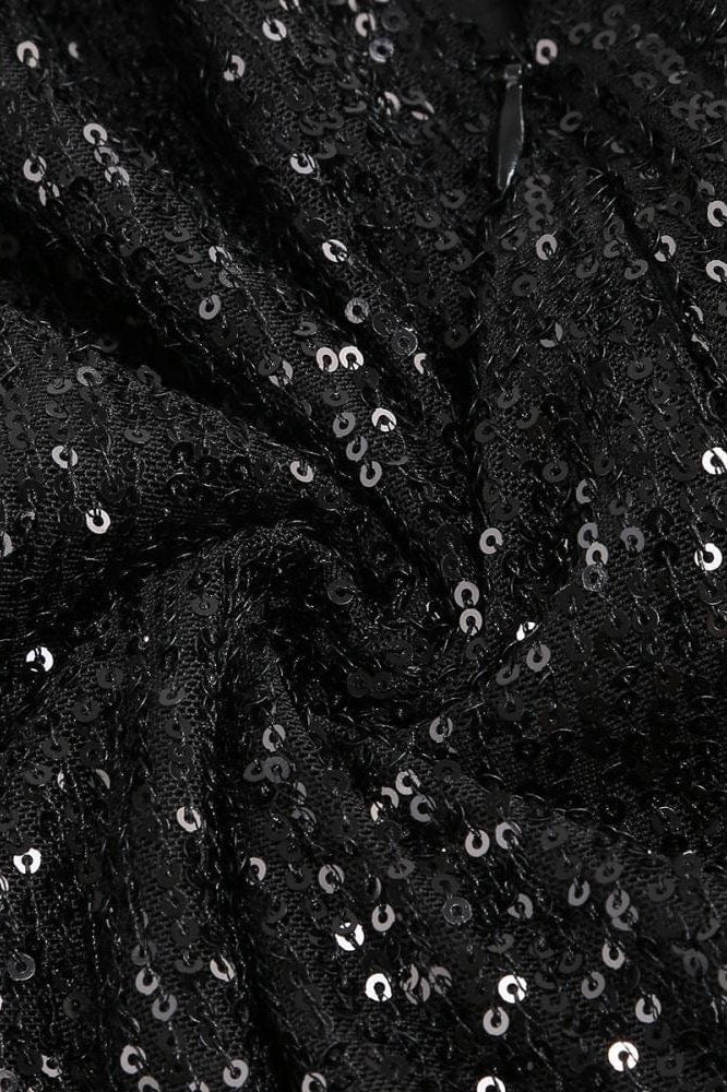 Odilia Halter Sequins Mini Dress - Black