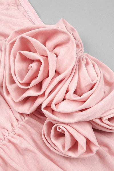 Orla Ruched roses bell sleeve mini dress in pink
