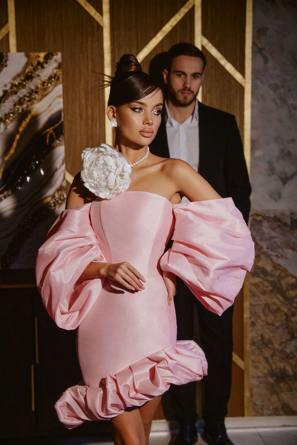 Freddie Asymmetric puff dress