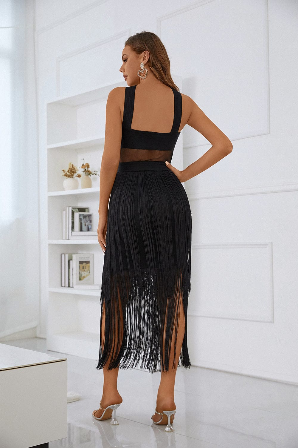 fringe mesh dress Ava Fringe Mesh Dress