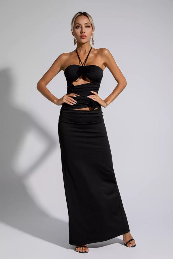 Klena Floral Maxi Dress - Black