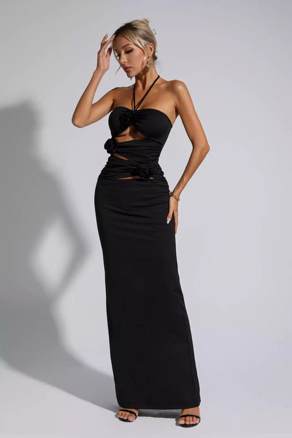 Klena Floral Maxi Dress - Black