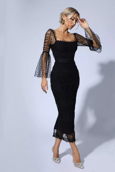Jade Mesh Midi Dress