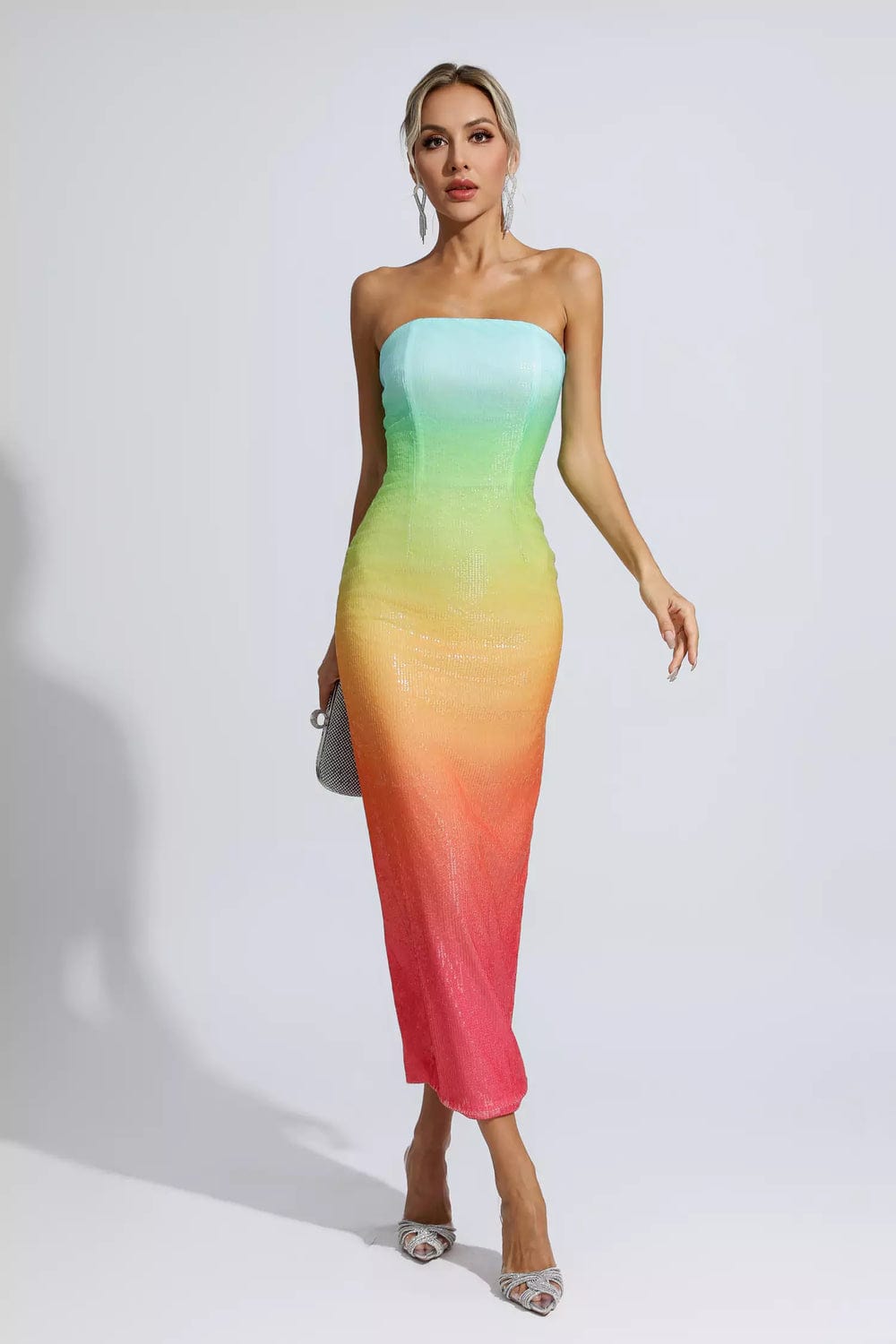 Gudrun Strapless Sequin Midi Dress