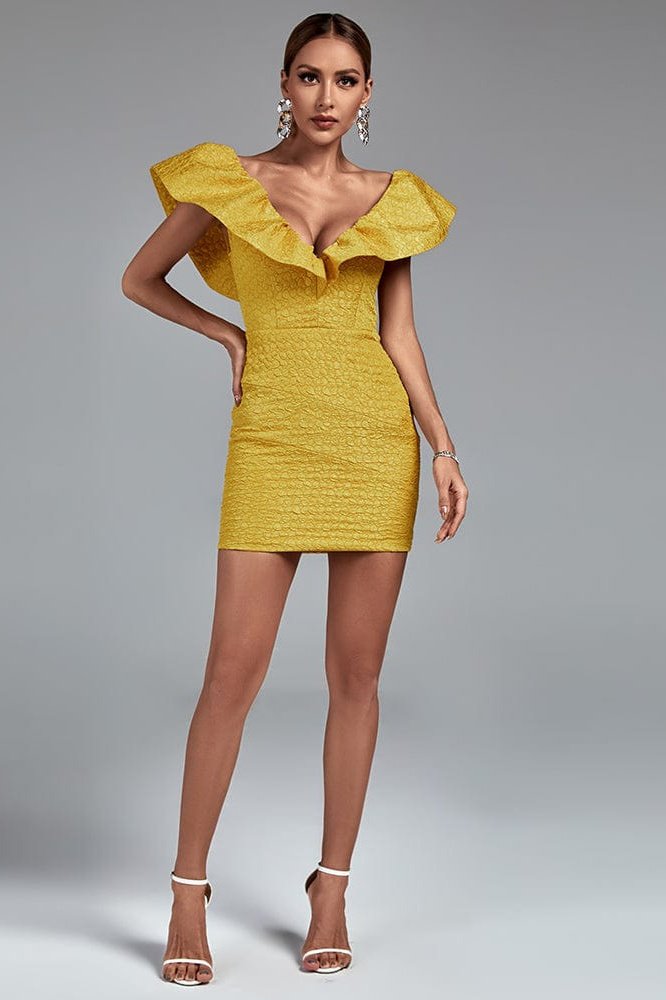 Eleonor V Neck Ruffles Dress