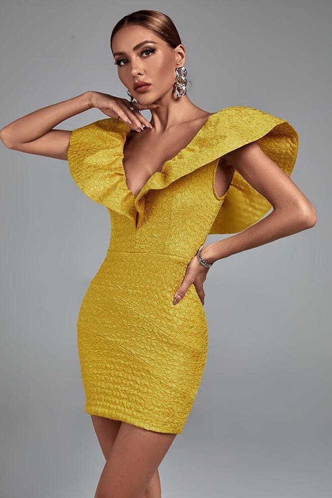 Eleonor V Neck Ruffles Dress