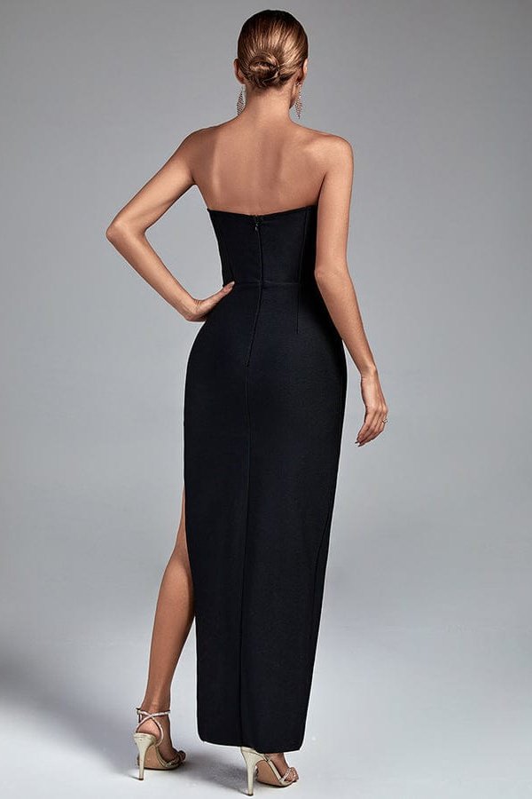 Ophelia Crystal Embellished Flower Bra Maxi Bandage Dress