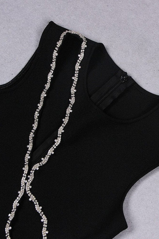 Arianne Round Neck Sleeveless Drill Chain Bandage Dress