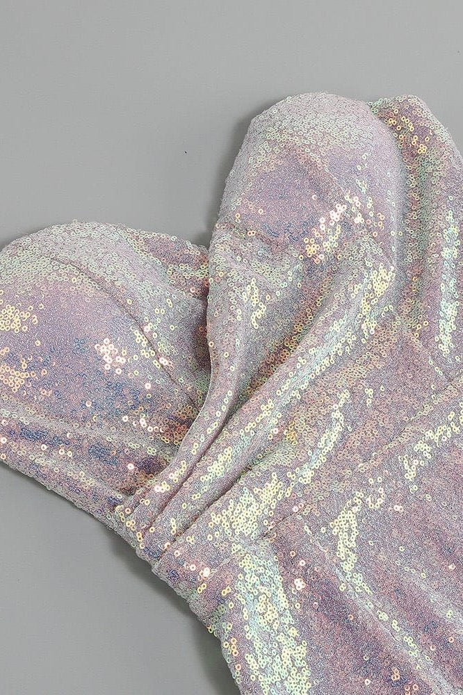 Yulia Strapless Sequins & Feather Bodycon Dress