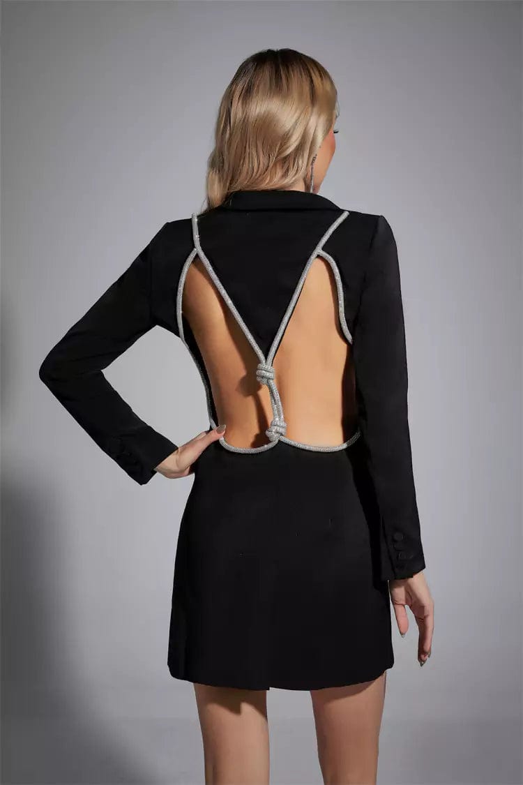 Zora Backless Blazer Mini Dress - Black