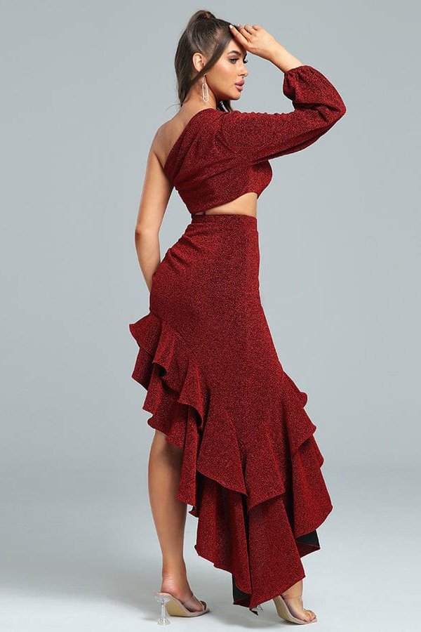 Mavise One Shoulder Exposed Waist Bodycon Dress