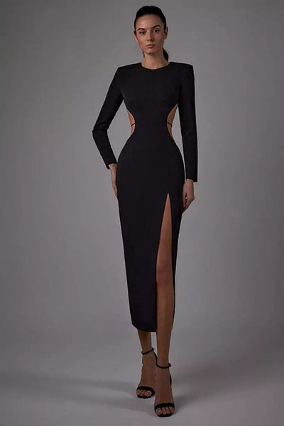 Chandra Cut-out Midi Dress - Black