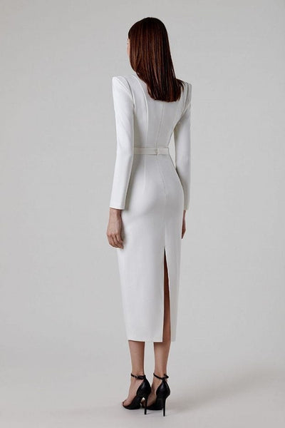 Gianna Long Sleeve Midi Dress - White