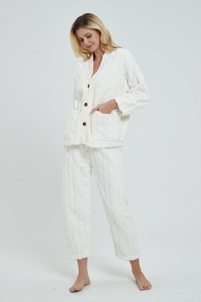 Ambrosia Warm Hugs Fluffy Fleece Matching Pajama Set