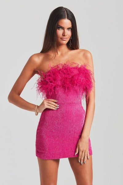 Jessamine Sequin-Embellished Strapless Mini Dress-Pink