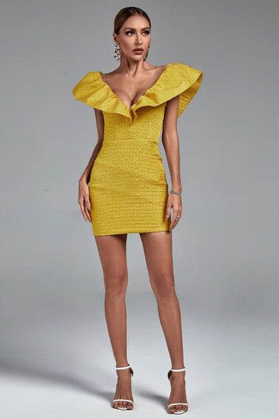 Eleonor V Neck Ruffles Dress